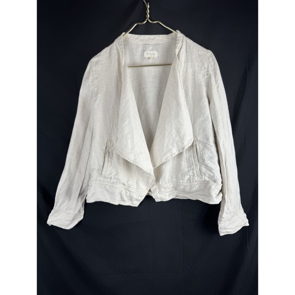 Lou & Grey Jackets & Blazers - Lou & Grey Linen Cream Blazer Jacket Open Front Sz S Coastal Minimalist Beach